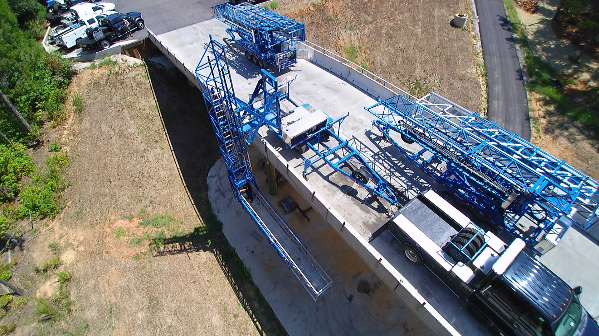 Blue color cranes at a construction site